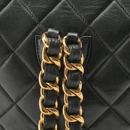 CHANEL Chanel Matelasse Double Turn Lock Chain Backpack Lambskin Black Gold-Tone Hardware, Pre-Owned