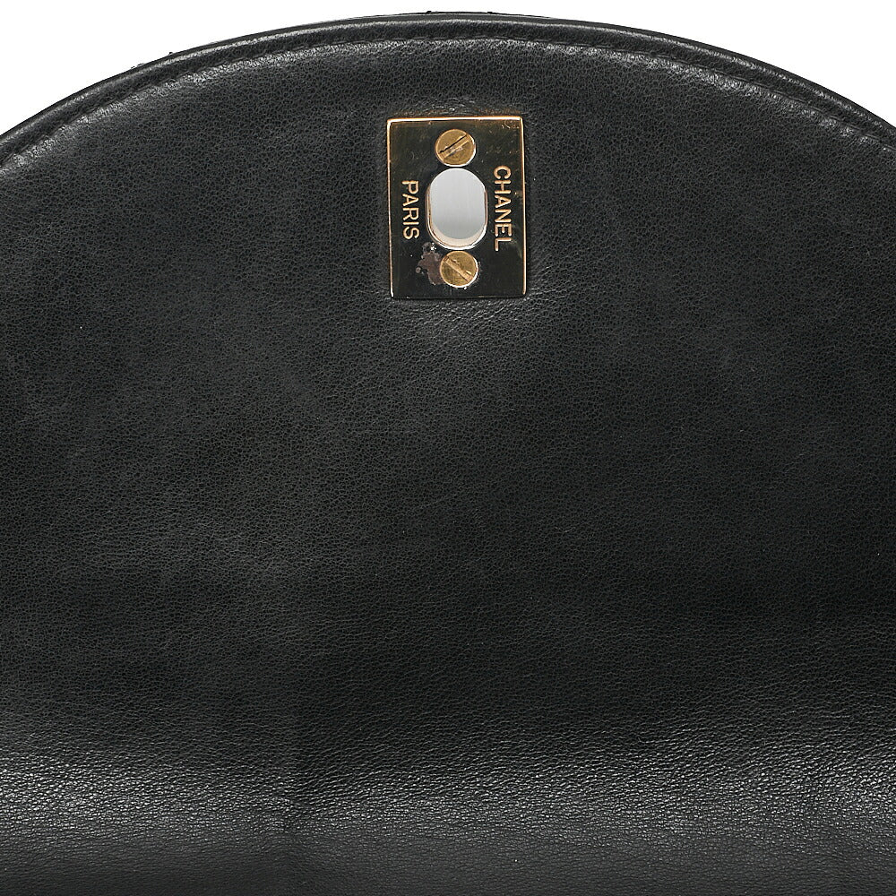 CHANEL Chanel Matelasse Double Turn Lock Chain Backpack Lambskin Black Gold-Tone Hardware, Pre-Owned