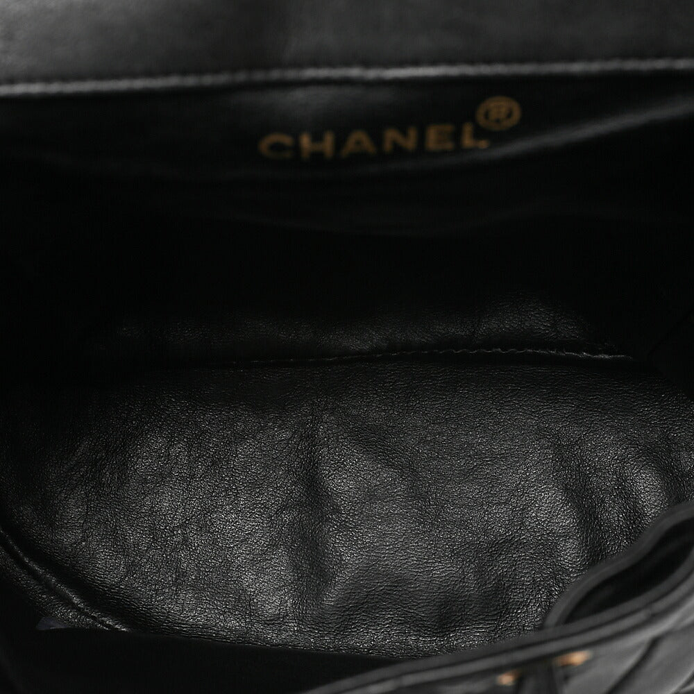 CHANEL Chanel Matelasse Double Turn Lock Chain Backpack Lambskin Black Gold-Tone Hardware, Pre-Owned