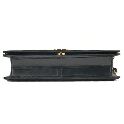 CHANEL Lambskin Matelasse Full Flap 23cm Push Lock Chain Shoulder Black Gold-Tone Hardware, Pre-Owned