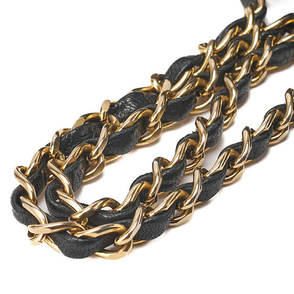CHANEL Lambskin Matelasse Full Flap 23cm Push Lock Chain Shoulder Black Gold-Tone Hardware, Pre-Owned