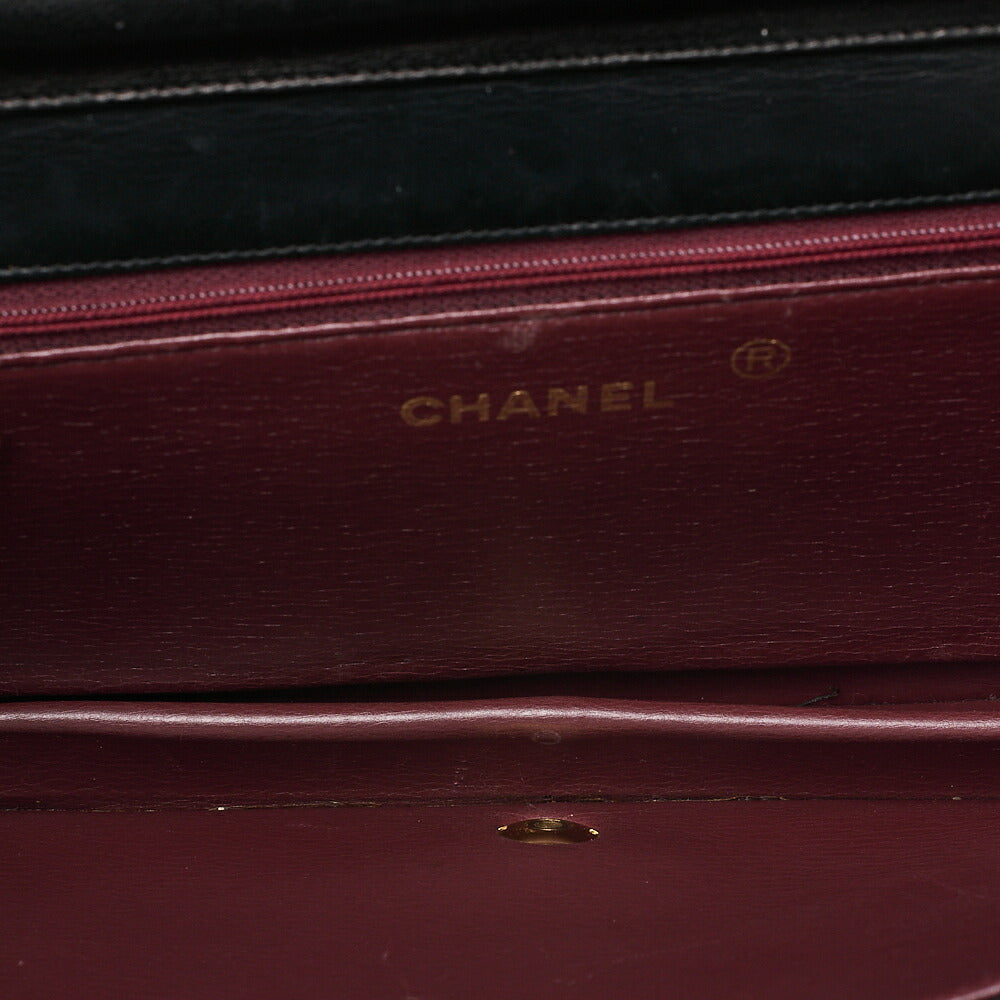 CHANEL Lambskin Matelasse Full Flap 23cm Push Lock Chain Shoulder Black Gold-Tone Hardware, Pre-Owned