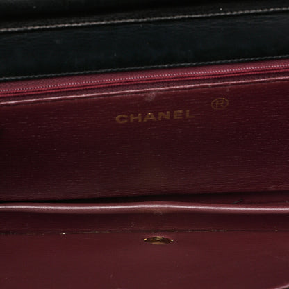 CHANEL Lambskin Matelasse Full Flap 23cm Push Lock Chain Shoulder Black Gold-Tone Hardware, Pre-Owned
