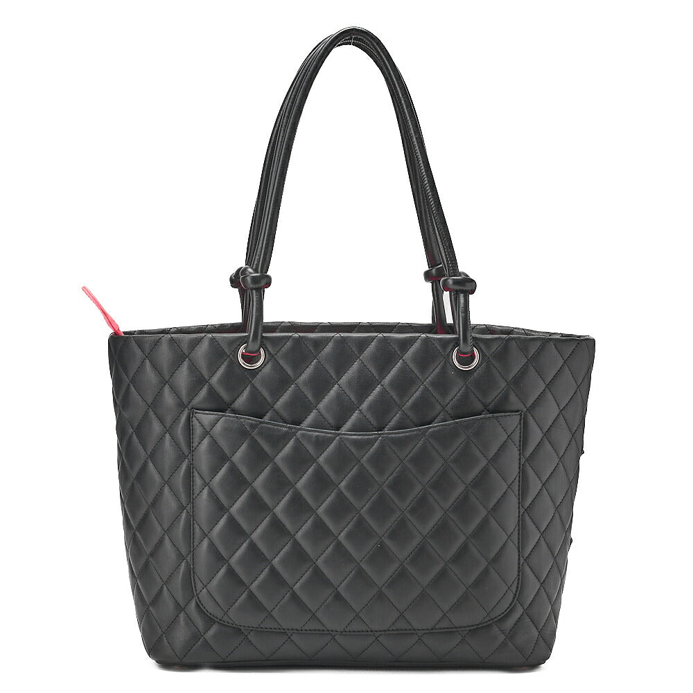 CHANEL Cambonline Calf Leather Tote Bag Black x Pink Silver-Tone Hardware, Pre-Owned