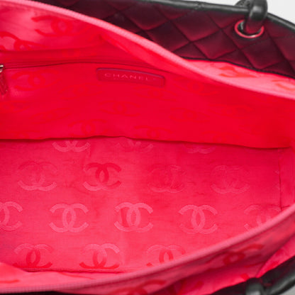 CHANEL Cambonline Calf Leather Tote Bag Black x Pink Silver-Tone Hardware, Pre-Owned