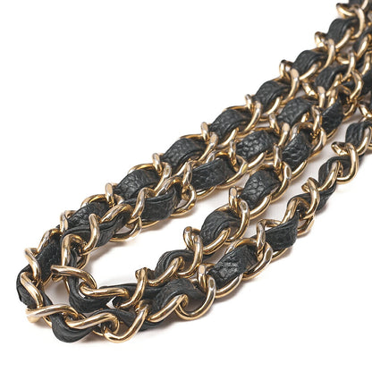 CHANEL Caviar Skin Matelasse 25cm Double Flap Chain Shoulder Black Gold-Tone Hardware, Pre-Owned