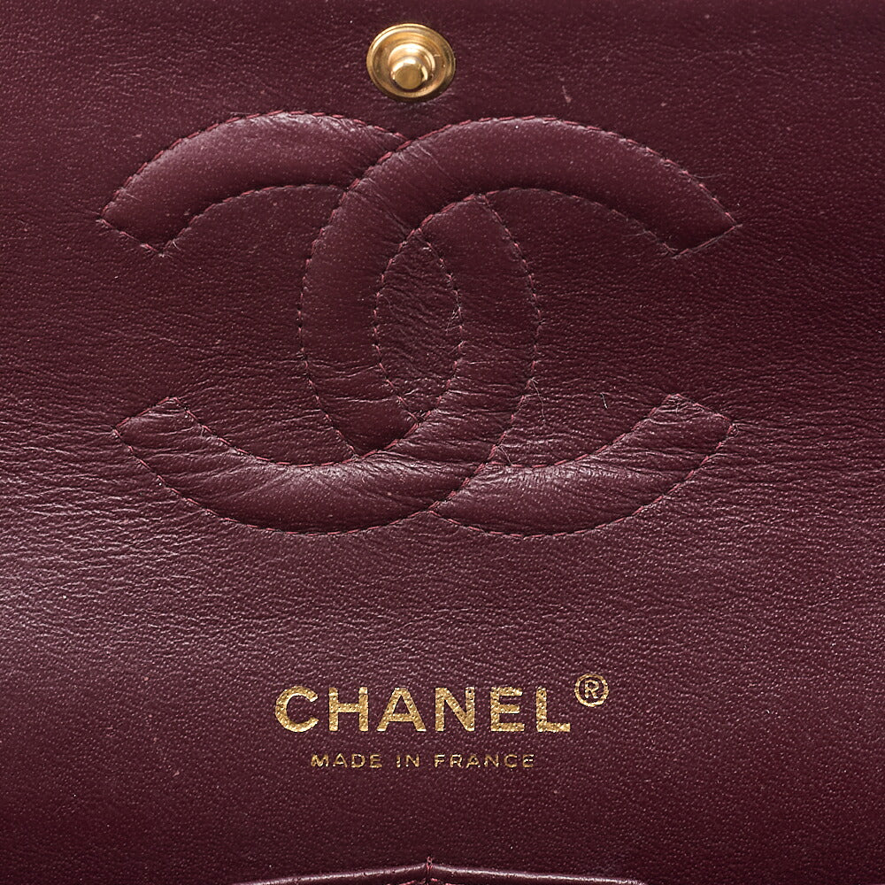 CHANEL Caviar Skin Matelasse 25cm Double Flap Chain Shoulder Black Gold-Tone Hardware, Pre-Owned
