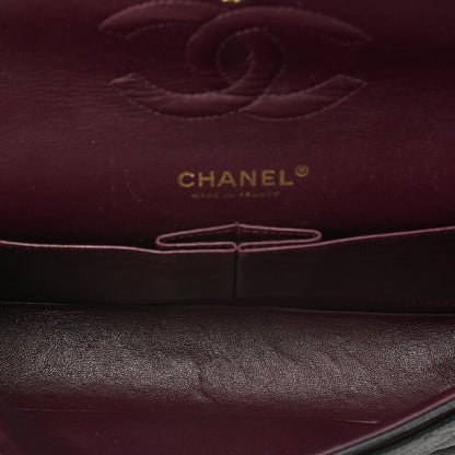 CHANEL Caviar Skin Matelasse 25cm Double Flap Chain Shoulder Black Gold-Tone Hardware, Pre-Owned