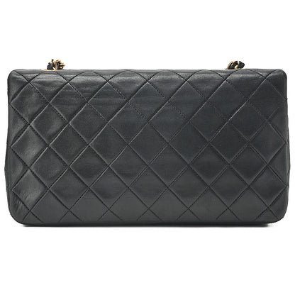 CHANEL Lambskin Matelasse Full Flap 23cm Chain Shoulder Black Gold-Tone Hardware, Pre-Owned