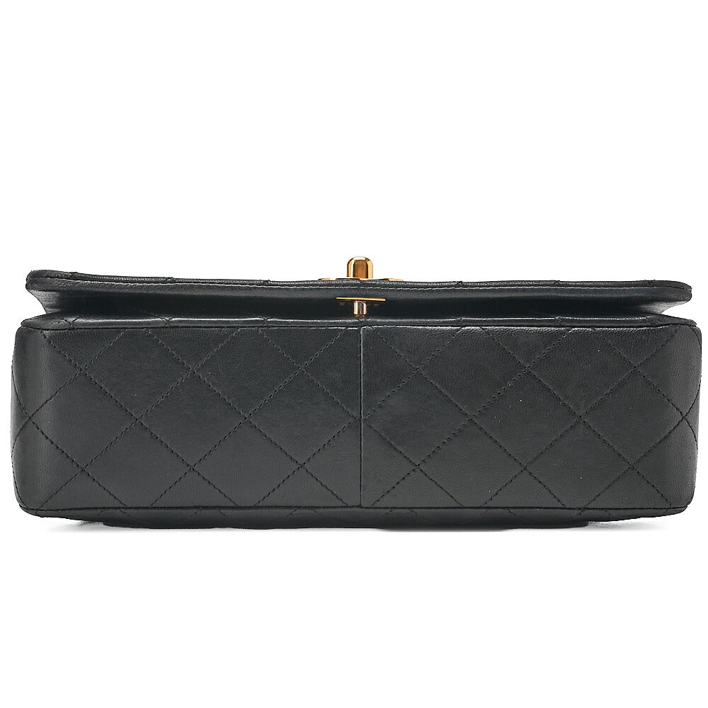 CHANEL Lambskin Matelasse Full Flap 23cm Chain Shoulder Black Gold-Tone Hardware, Pre-Owned