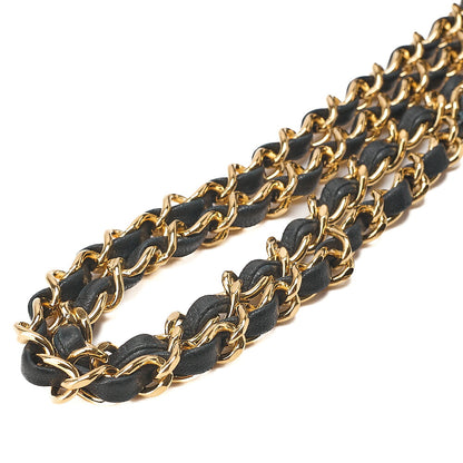 CHANEL Lambskin Matelasse Full Flap 23cm Chain Shoulder Black Gold-Tone Hardware, Pre-Owned