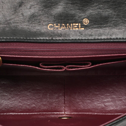 CHANEL Lambskin Matelasse Full Flap 23cm Chain Shoulder Black Gold-Tone Hardware, Pre-Owned