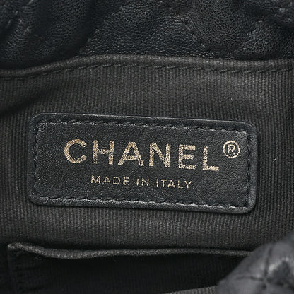 CHANEL Lambskin x Perois with Charm Drawstring Style Chain Shoulder Black Gold-Tone Hardware, Pre-Owned