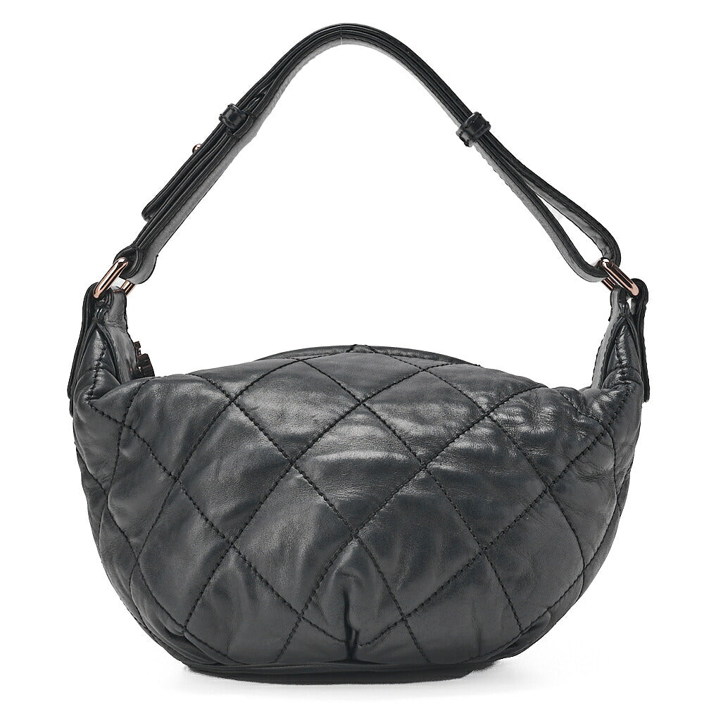 CHANEL Lambskin Matelasse Coco Charm One-Shoulder Black Rose Gold-Tone Hardware, Pre-Owned
