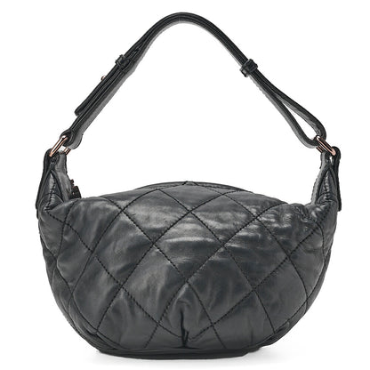 CHANEL Lambskin Matelasse Coco Charm One-Shoulder Black Rose Gold-Tone Hardware, Pre-Owned