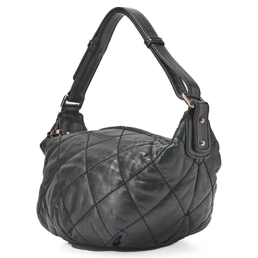 CHANEL Lambskin Matelasse Coco Charm One-Shoulder Black Rose Gold-Tone Hardware, Pre-Owned