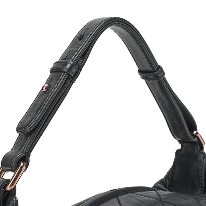 CHANEL Lambskin Matelasse Coco Charm One-Shoulder Black Rose Gold-Tone Hardware, Pre-Owned