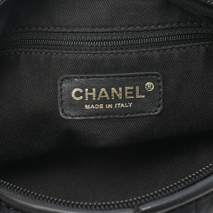CHANEL Lambskin Matelasse Coco Charm One-Shoulder Black Rose Gold-Tone Hardware, Pre-Owned