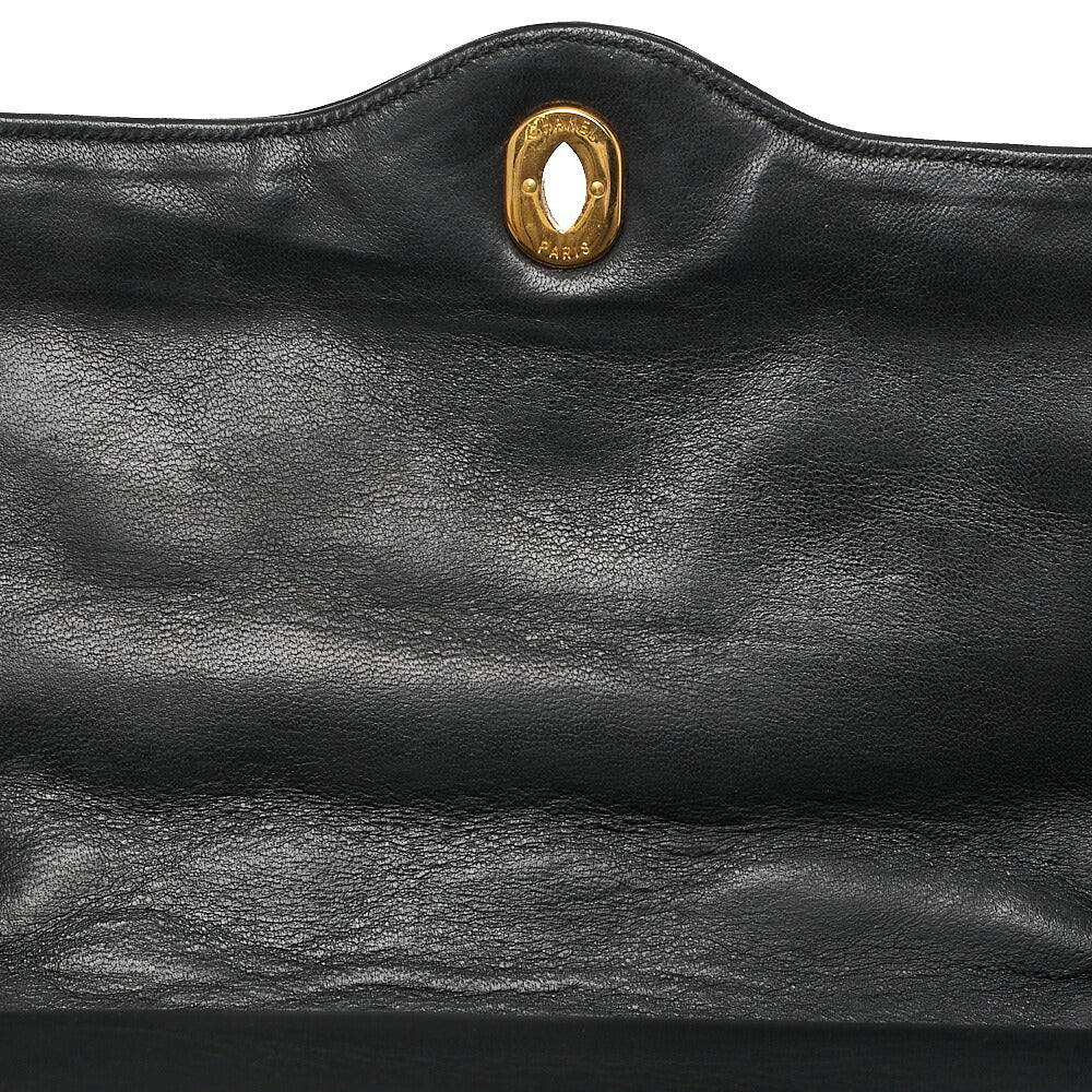 CHANEL Lambskin Matelasse 27cm Paris Limited Double Flap Shoulder Bag Black Gold-Tone Hardware, Pre-Owned