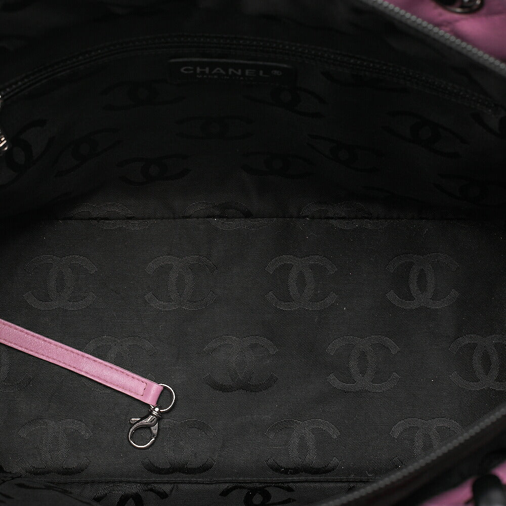 CHANEL Cambon Line Calf Leather Tote Bag Pink x Black Silver-Tone Hardware, Pre-Owned