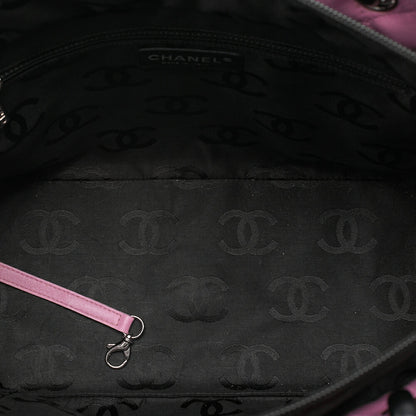 CHANEL Cambon Line Calf Leather Tote Bag Pink x Black Silver-Tone Hardware, Pre-Owned