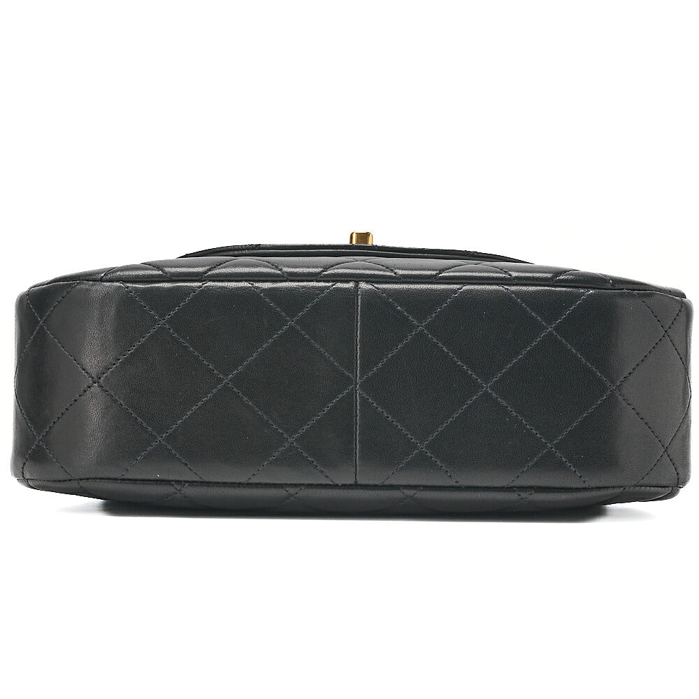CHANEL Lambskin Matelasse Round Flap Chain Hand Black Gold-Tone Hardware, Pre-Owned