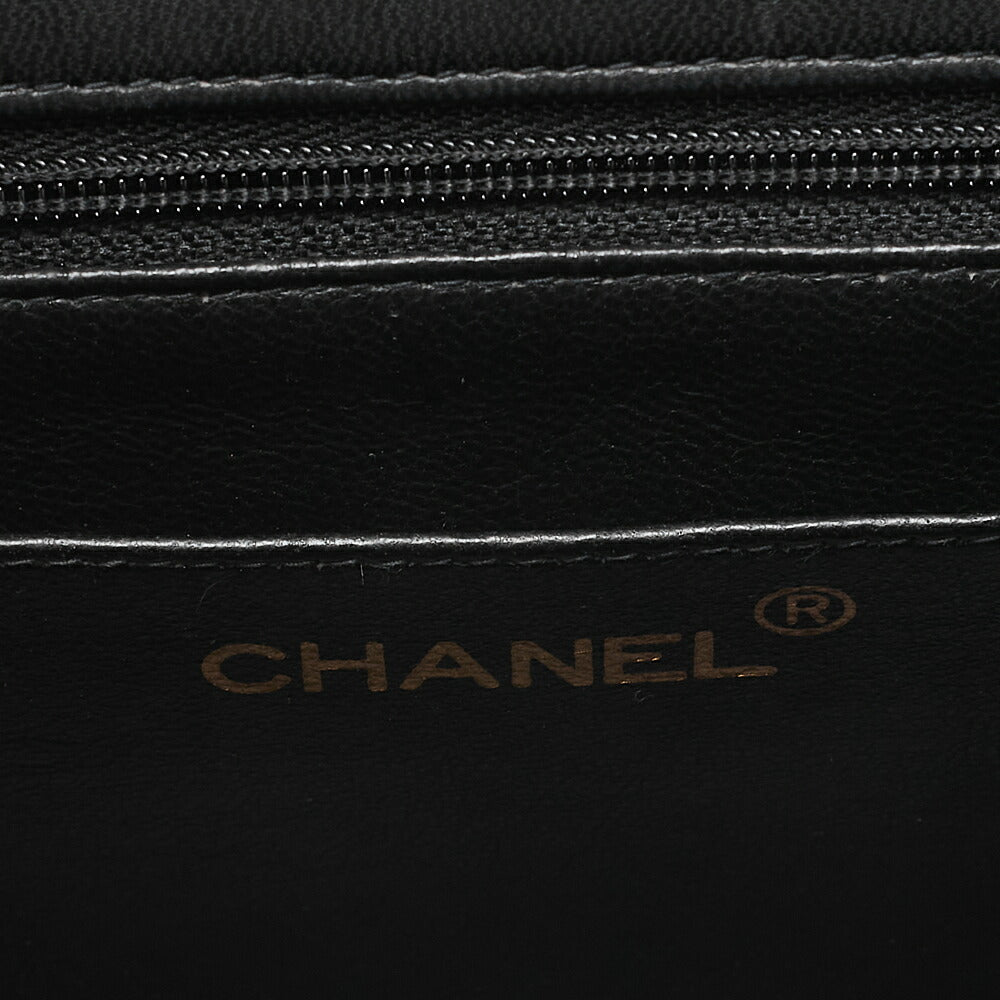CHANEL Lambskin Matelasse Round Flap Chain Hand Black Gold-Tone Hardware, Pre-Owned