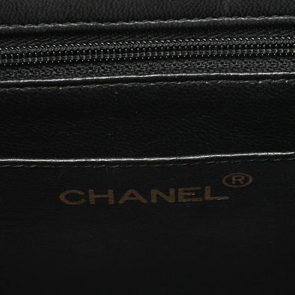 CHANEL Lambskin Matelasse Round Flap Chain Hand Black Gold-Tone Hardware, Pre-Owned