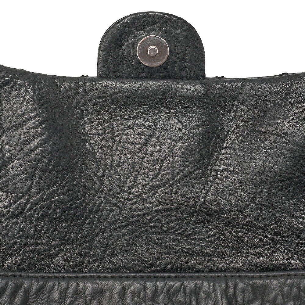 CHANEL Calfskin Matelasse Single Handbag Black Silver-Tone Hardware, Pre-Owned