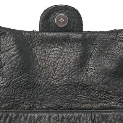 CHANEL Calfskin Matelasse Single Handbag Black Silver-Tone Hardware, Pre-Owned