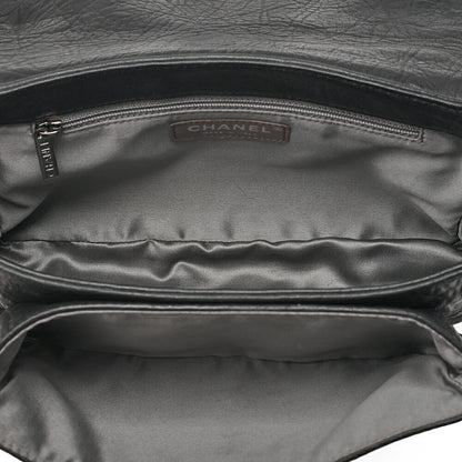 CHANEL Calfskin Matelasse Single Handbag Black Silver-Tone Hardware, Pre-Owned