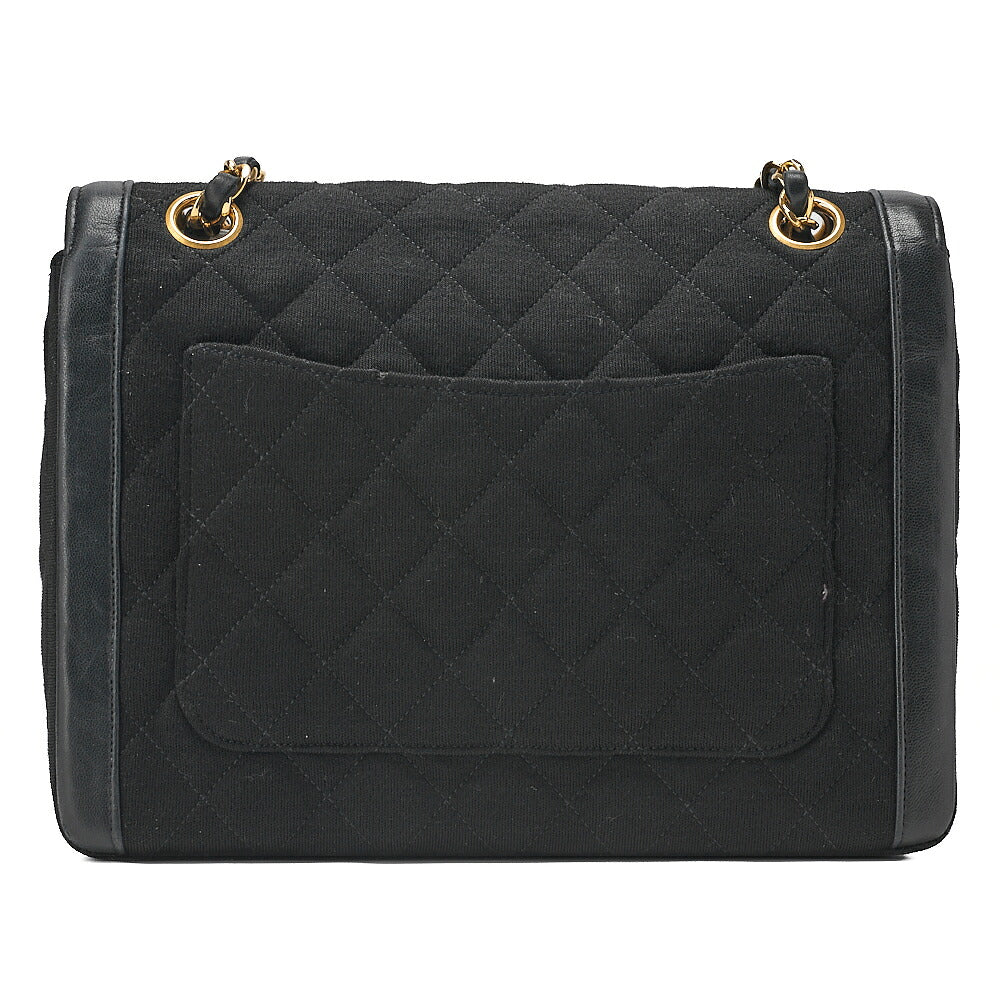 CHANEL Cotton x Lamb Matelasse Design Flap Chain Shoulder Black Gold-Tone Hardware, Pre-Owned