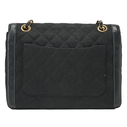 CHANEL Cotton x Lamb Matelasse Design Flap Chain Shoulder Black Gold-Tone Hardware, Pre-Owned