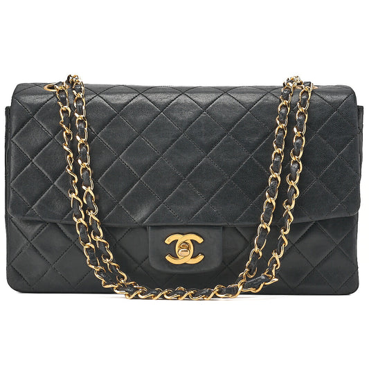 CHANEL Lambskin Matelasse Design Flap Chain Shoulder with Pouch Black Gold-Tone Hardware, Pre-Owned