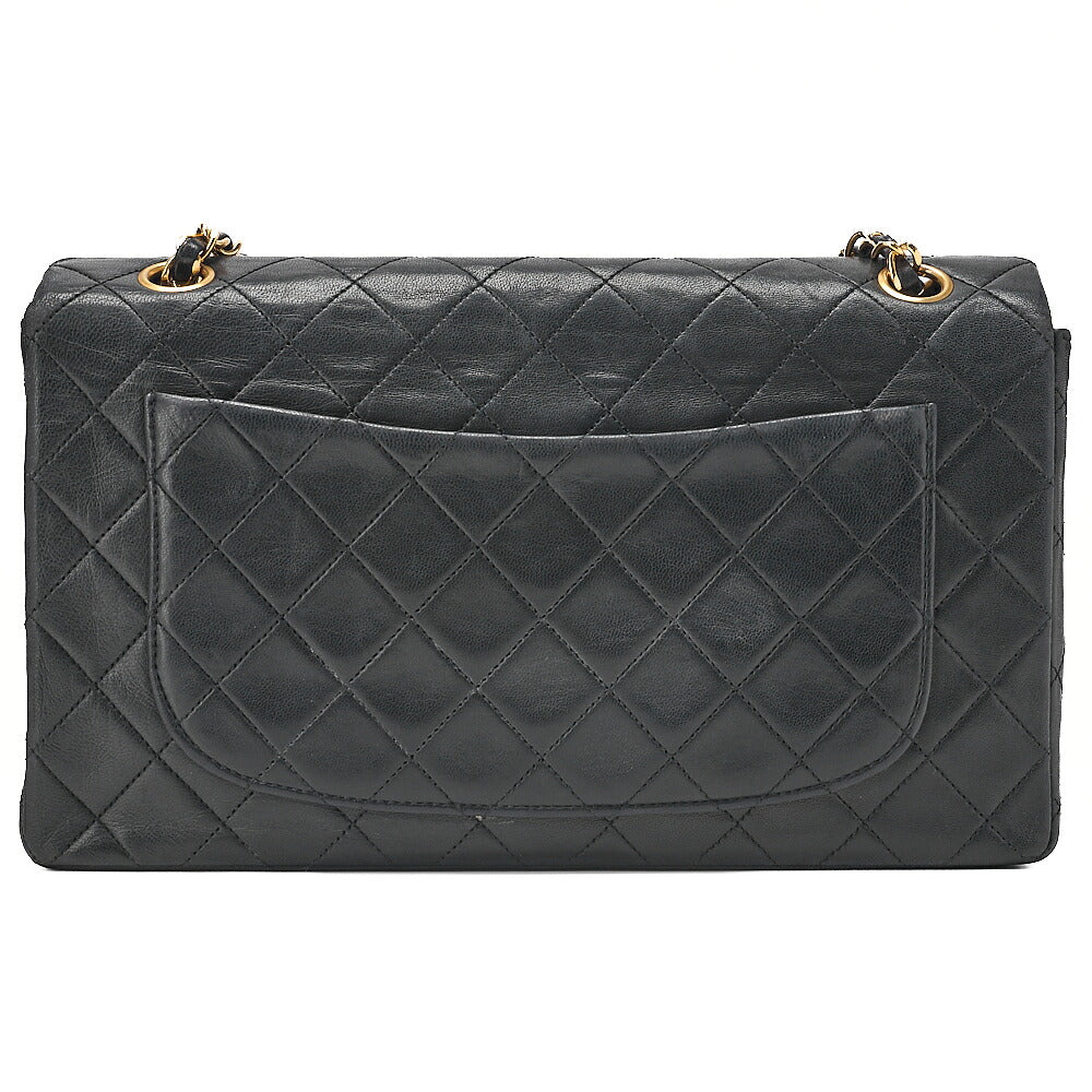 CHANEL Lambskin Matelasse Design Flap Chain Shoulder with Pouch Black Gold-Tone Hardware, Pre-Owned