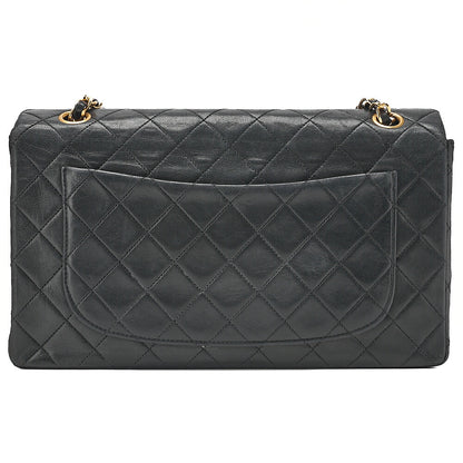 CHANEL Lambskin Matelasse Design Flap Chain Shoulder with Pouch Black Gold-Tone Hardware, Pre-Owned