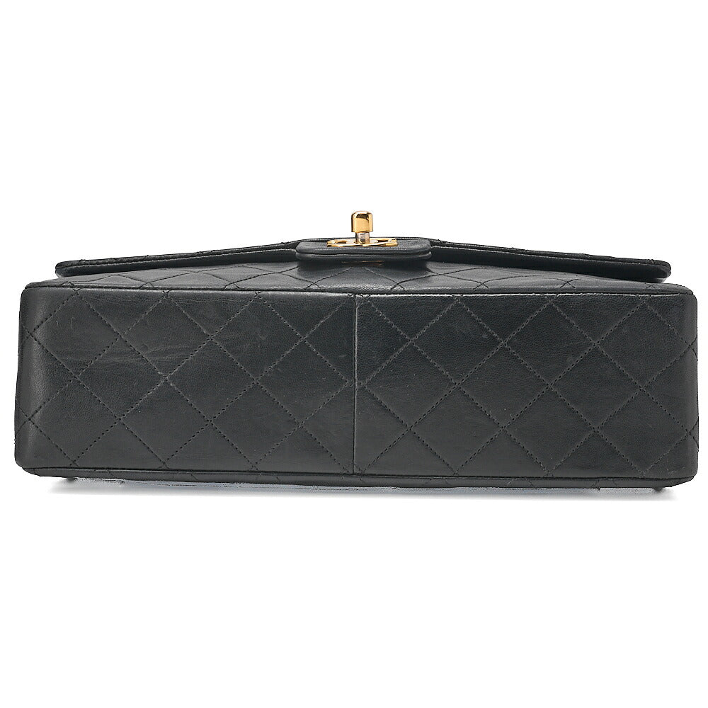 CHANEL Lambskin Matelasse Design Flap Chain Shoulder with Pouch Black Gold-Tone Hardware, Pre-Owned
