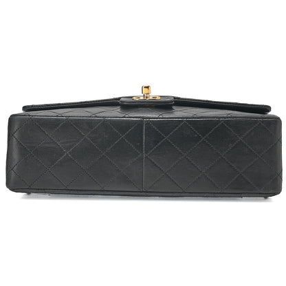 CHANEL Lambskin Matelasse Design Flap Chain Shoulder with Pouch Black Gold-Tone Hardware, Pre-Owned