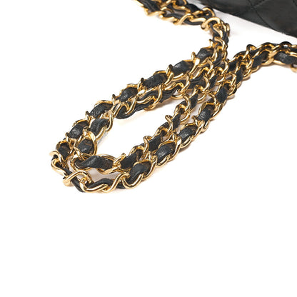 CHANEL Lambskin Matelasse Design Flap Chain Shoulder with Pouch Black Gold-Tone Hardware, Pre-Owned