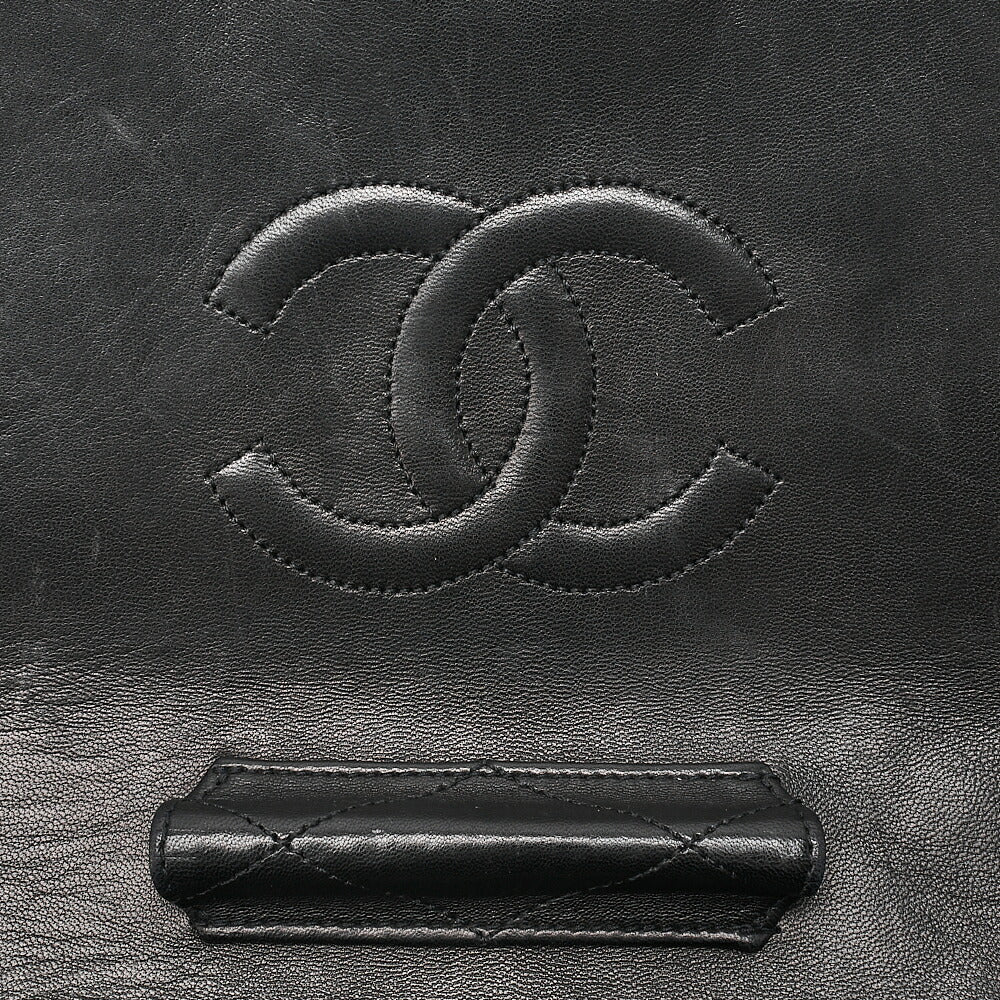 CHANEL Lambskin Matelasse Design Flap Chain Shoulder with Pouch Black Gold-Tone Hardware, Pre-Owned