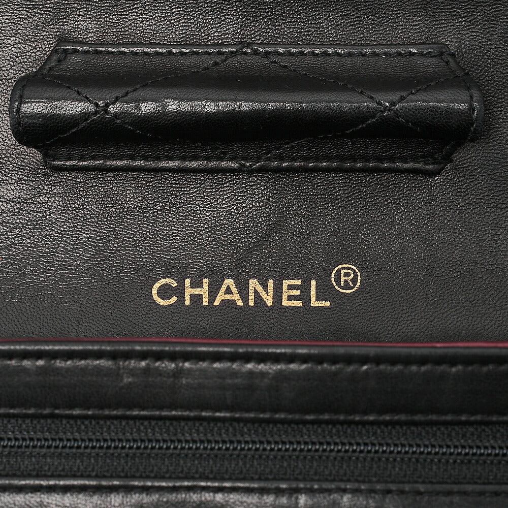 CHANEL Lambskin Matelasse Design Flap Chain Shoulder with Pouch Black Gold-Tone Hardware, Pre-Owned