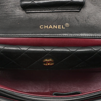 CHANEL Lambskin Matelasse Design Flap Chain Shoulder with Pouch Black Gold-Tone Hardware, Pre-Owned