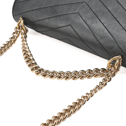 CHANEL Lambskin V-Stitch Turn Lock 2-Way Chain Shoulder Black Gold-Tone Hardware, Pre-Owned