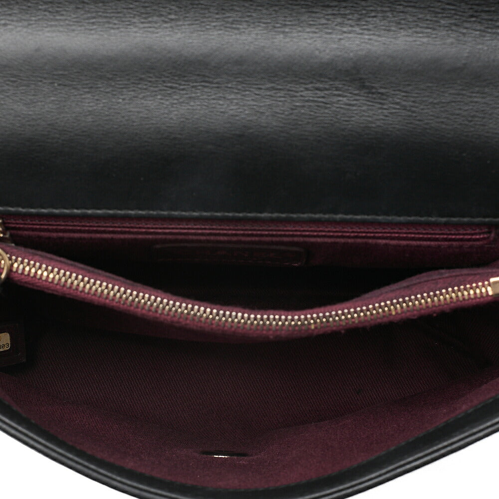 CHANEL Lambskin V-Stitch Turn Lock 2-Way Chain Shoulder Black Gold-Tone Hardware, Pre-Owned