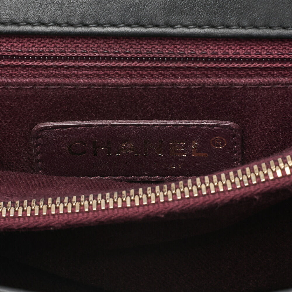 CHANEL Lambskin V-Stitch Turn Lock 2-Way Chain Shoulder Black Gold-Tone Hardware, Pre-Owned