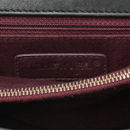 CHANEL Lambskin V-Stitch Turn Lock 2-Way Chain Shoulder Black Gold-Tone Hardware, Pre-Owned