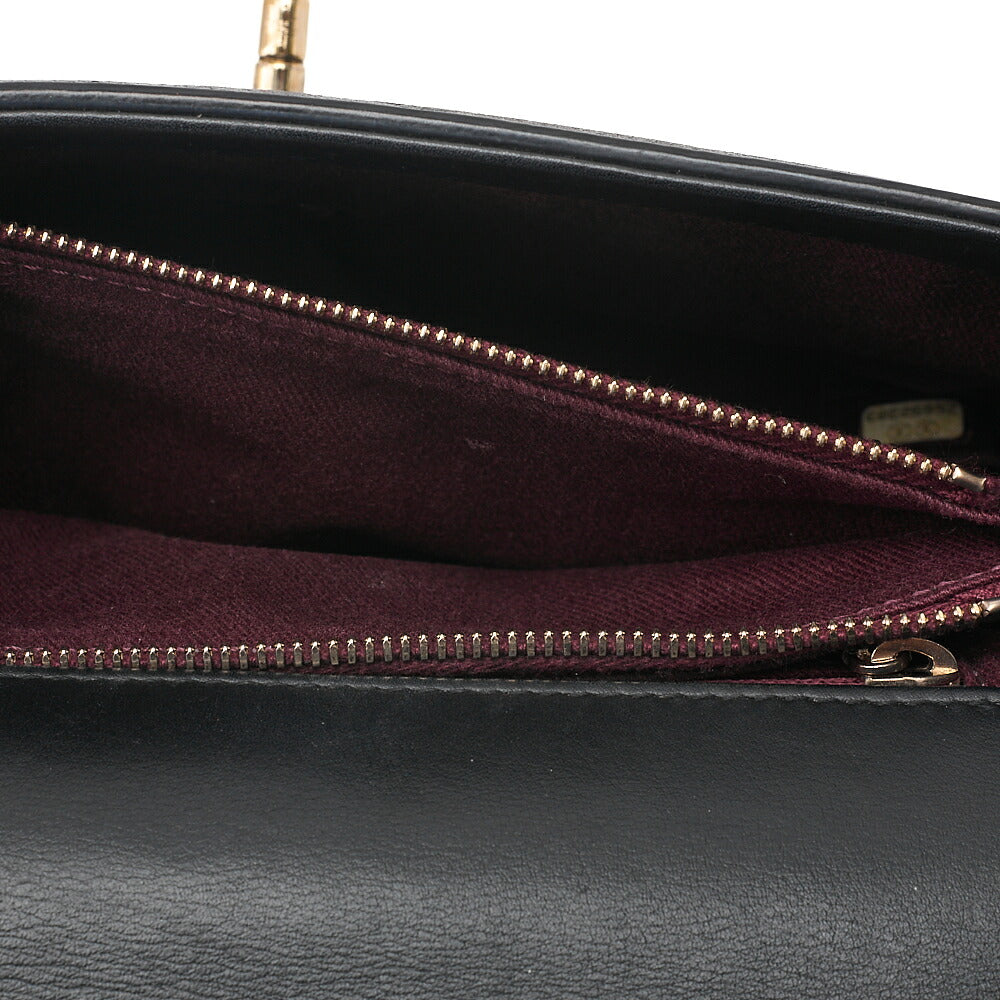 CHANEL Lambskin V-Stitch Turn Lock 2-Way Chain Shoulder Black Gold-Tone Hardware, Pre-Owned