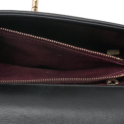 CHANEL Lambskin V-Stitch Turn Lock 2-Way Chain Shoulder Black Gold-Tone Hardware, Pre-Owned