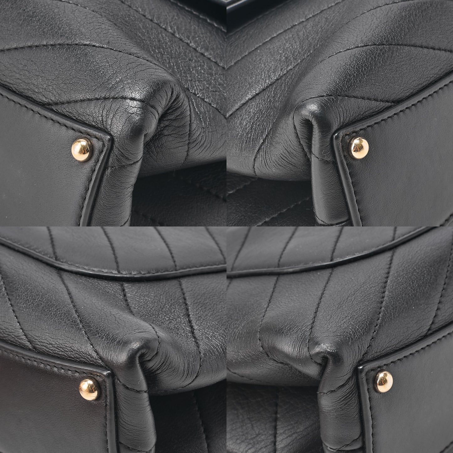 CHANEL Lambskin V-Stitch Turn Lock 2-Way Chain Shoulder Black Gold-Tone Hardware, Pre-Owned