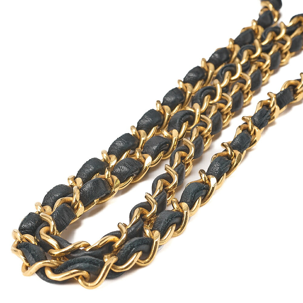 CHANEL Lambskin Matelasse Coco Mark Single Flap Rhinestone Chain Shoulder Black Gold-Tone Hardware, Pre-Owned